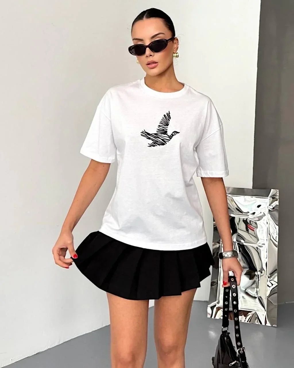 Beyaz BYMN Rahat Kalıp Penye Tshirt