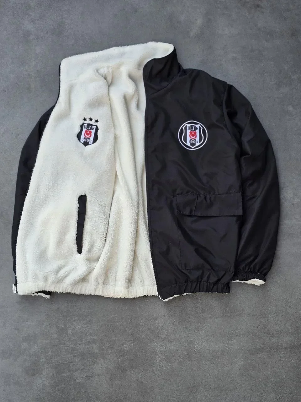 BJK Çift Taraflı Kürklü Mont