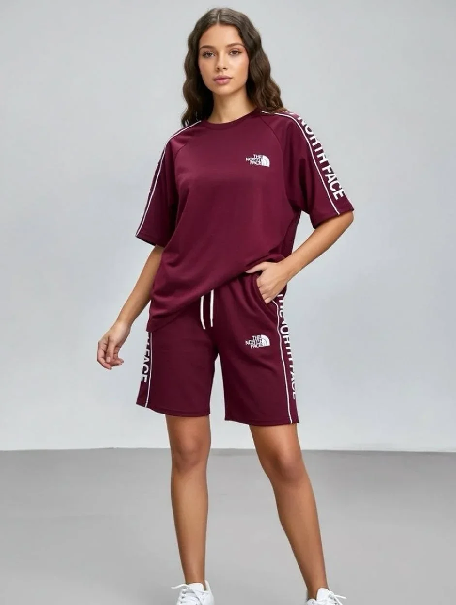 Bordo NF Oversize Unisex Şortlu Takım