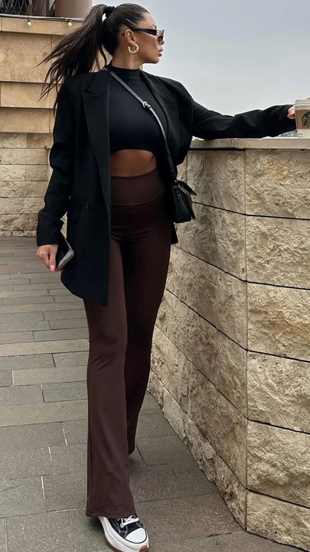 Kahve İspanyol Paça Oysho Tayt