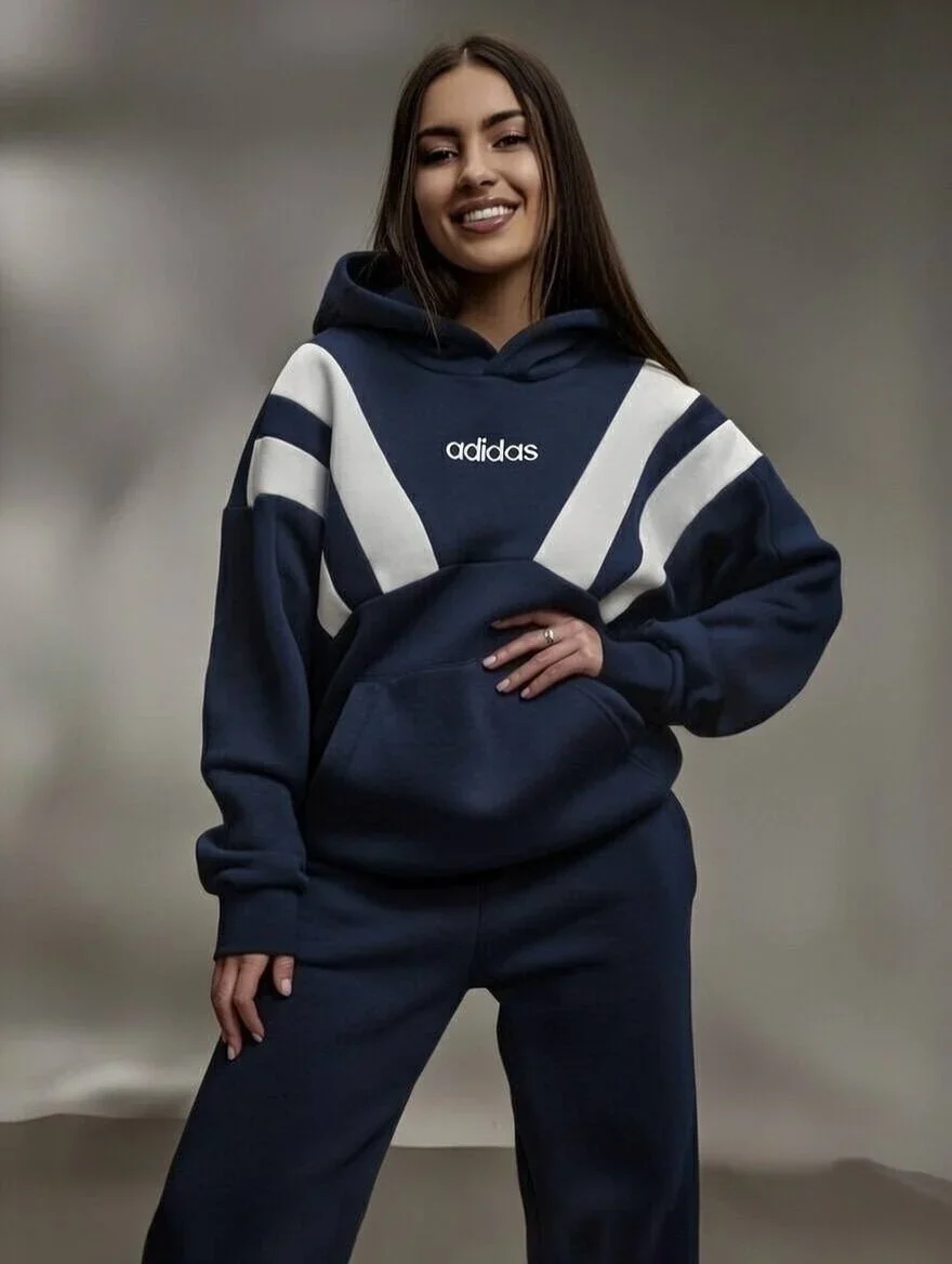 Lacivert Add Üç İplik Oversize Kapşonlu Sweat