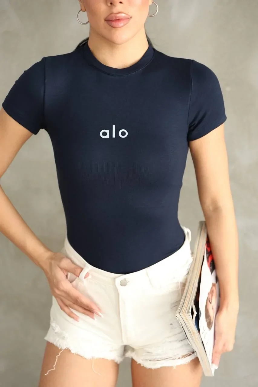 Lacivert Alo Bisiklet Yaka Body Tshirt