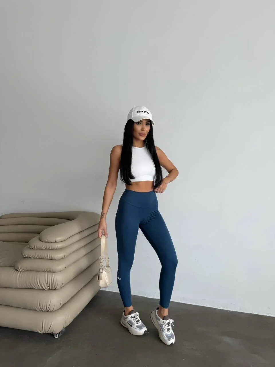 Lacivert Alo Sıkılaştırıcı ve İnceltici Yüksek Bel Tayt