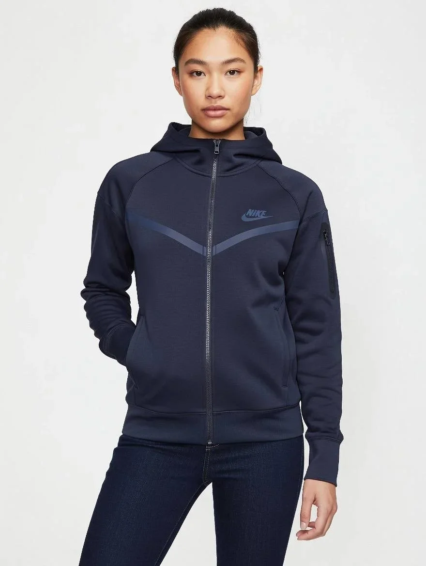 Lacivert NK Tech Oversize Kapşonlu Sweat