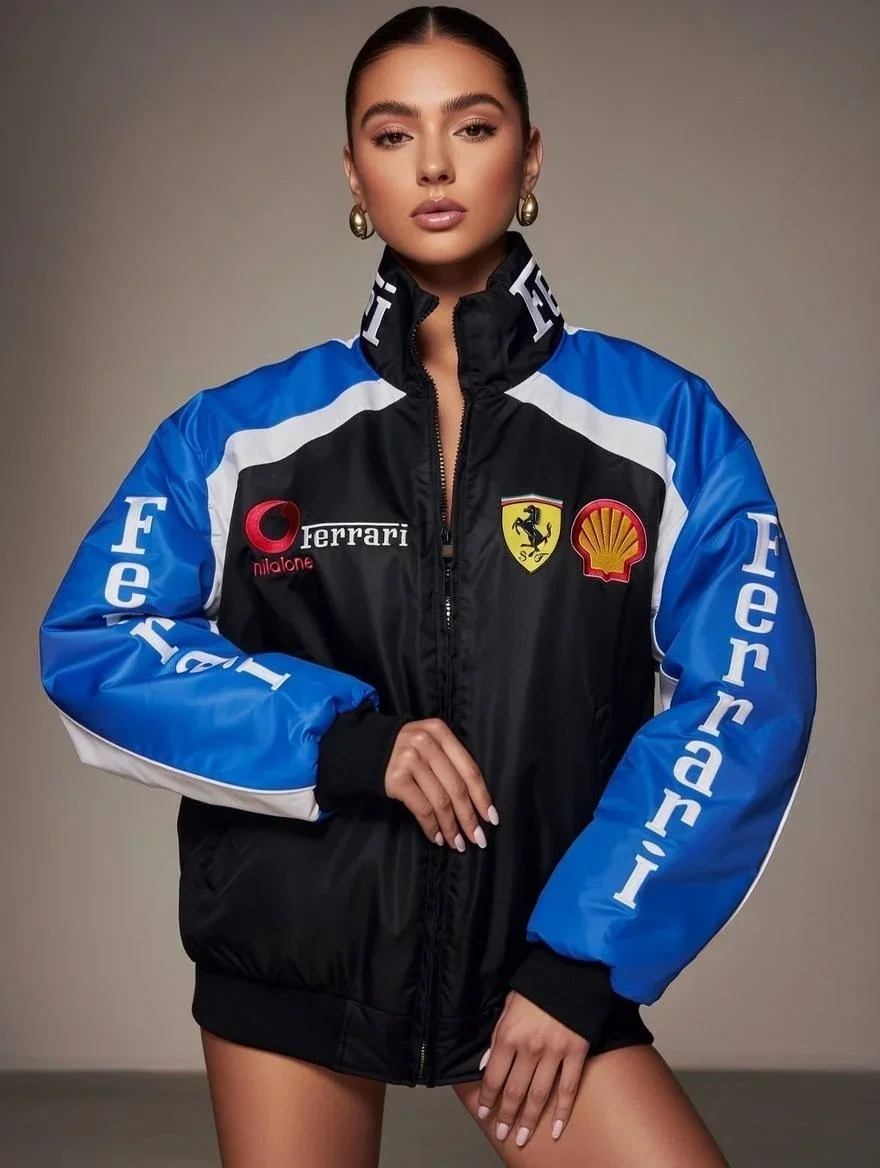 Mavi Ferrari İçi astarlı Unisex Bomber Ceket