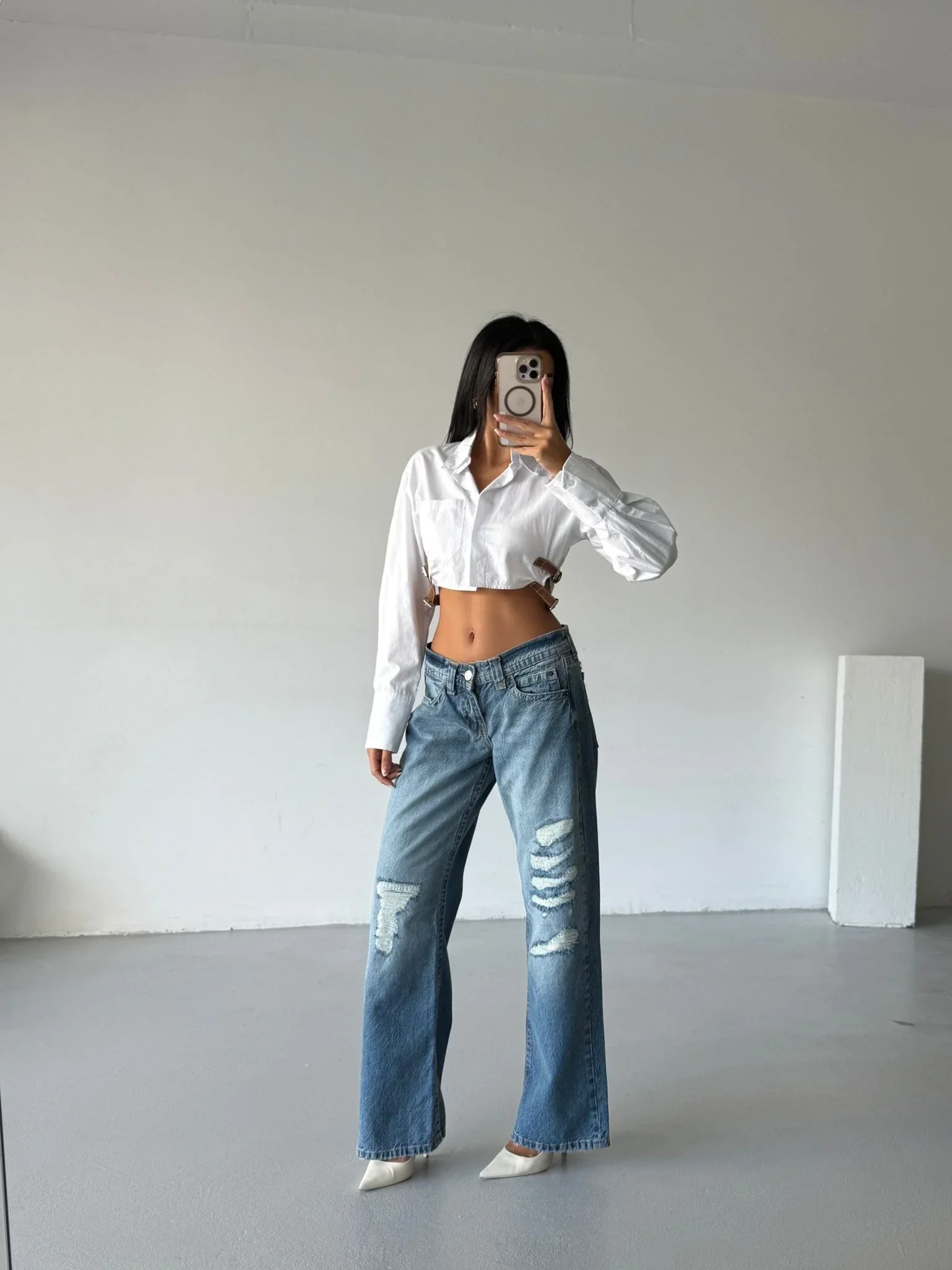 Mavi ZR Yırtık Baggy Jean Pantolon