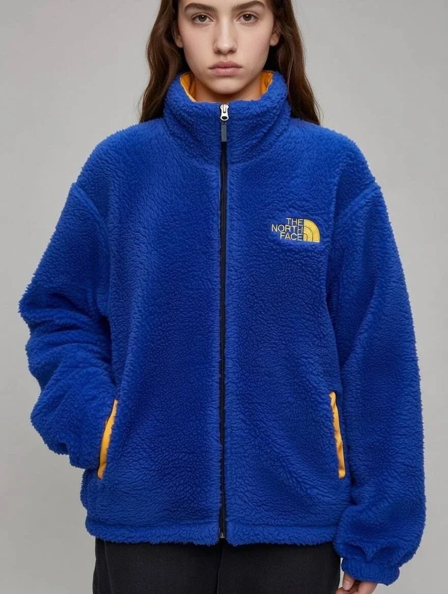 Sarı Çift Taraflı Giyilebilir Kürklü Mont