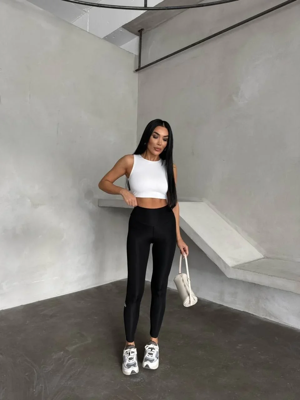 Siyah Alo Sıkılaştırıcı ve İnceltici Yüksek Bel Tayt