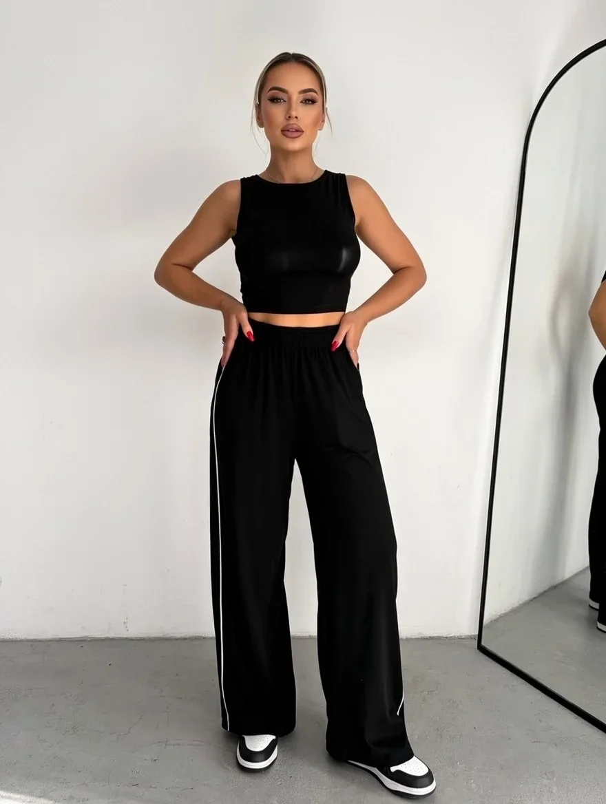 Siyah Arabiyeli Modal Palazzo Pantolon