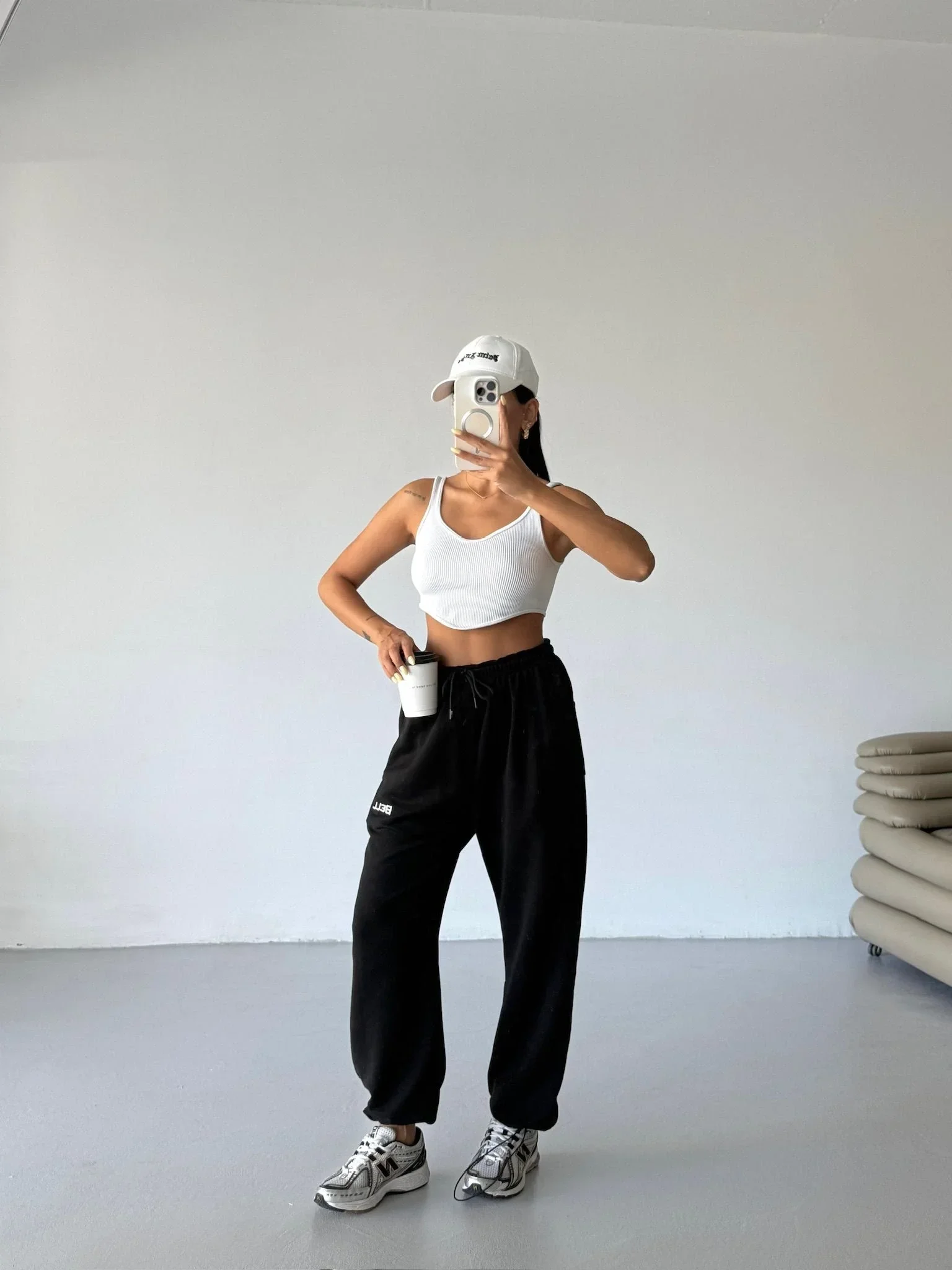 Siyah Bell Stoperli Oversize Unisex Eşofman