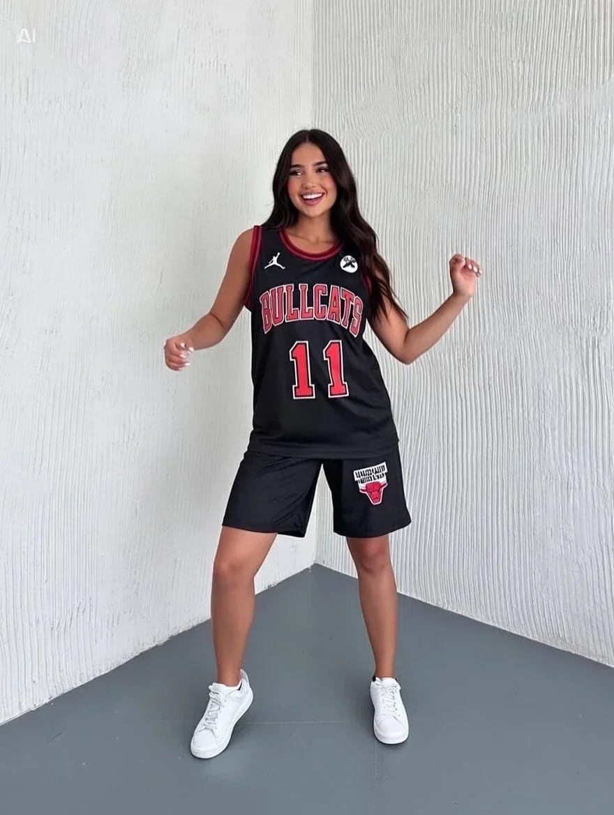 Siyah Chicago Bulls 11 Oversize Unisex Şortlu Takım
