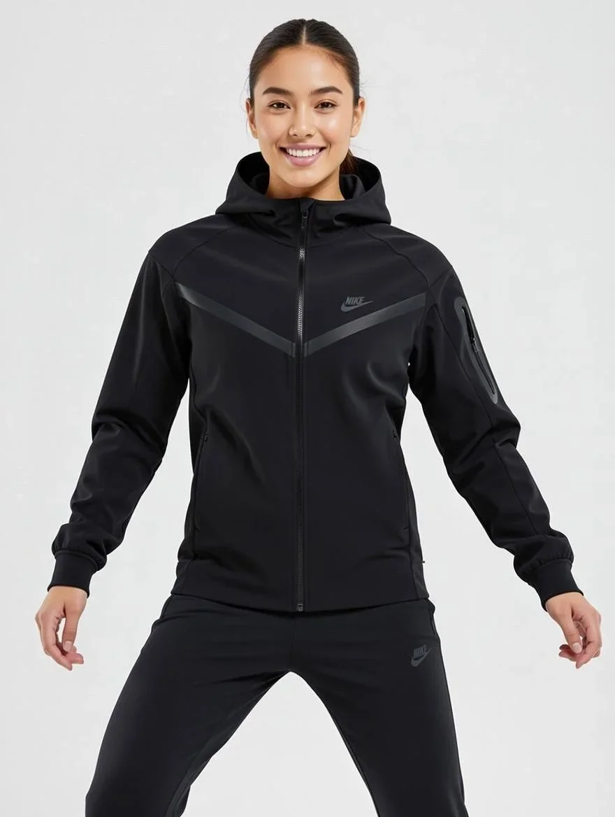 Siyah NK Tech Oversize Kapşonlu Sweat