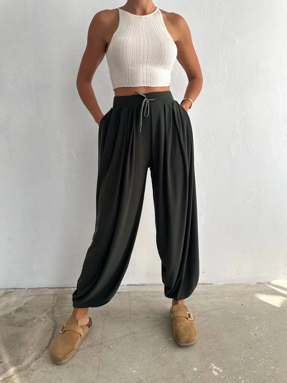 Siyah Oysho Modal Şalvar Pantolon