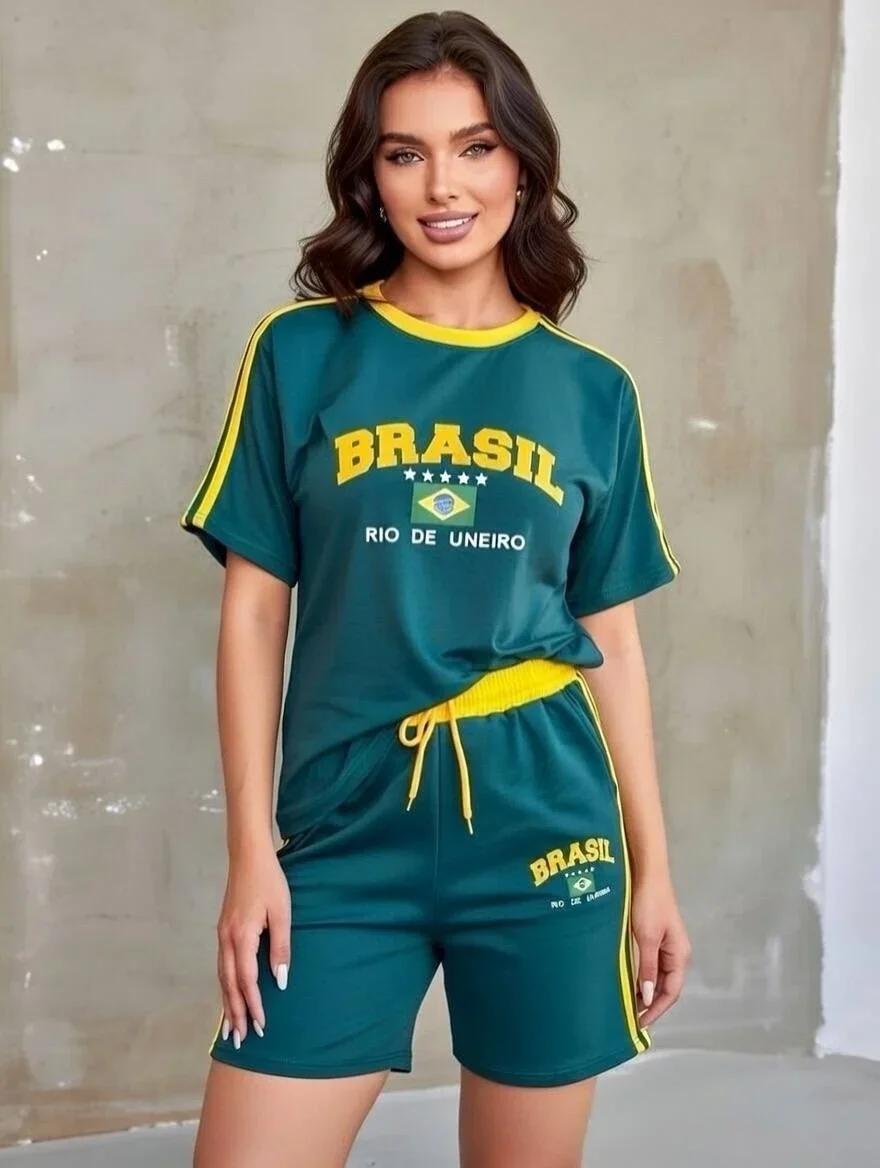 Yeşil Brasil Oversize Unisex Şortlu Takım