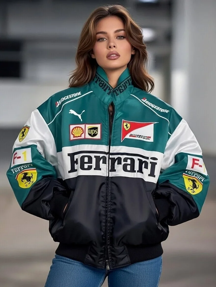 Yeşil Ferrari İçi astarlı Unisex Bomber Ceket