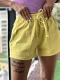 Sarı Bağcıklı Kot Şort
