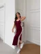 Bordo Alo Pike Modal Yırtmaçlı Uzun Elbise