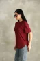 Bordo Oysho Yırtmaçlı Modal Oversize Tshirt