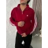 Bordo ADD Üç Şerit Fermuar Yaka Unisex Oversize Sweat