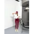 Bordo Alo Bilek Baskılı Sıkılaştırıcı Yüksek Bel Tayt