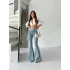 Buz Mavi İspanyol Paça Yüksek Bel Jean Tayt