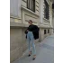 Buz Mavisi Yüksel Bel En Boy Likralı Kot Tayt