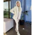 Krem Kapşonlu İçi Astarlı Rabbit Peluş Kaban