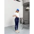 Lacivert Alo Bilek Baskılı Sıkılaştırıcı Yüksek Bel Tayt