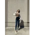 Lacivert Yüksek Bel En Boy Likralı Kot Tayt