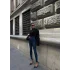 Mavi Yüksel Bel En Boy Likralı Kot Tayt