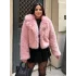 Pembe Ceket Yaka Kısa İthal Kürk