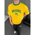 Sarı Brasil Oversize Unisex Bisiklet Yaka Tshirt