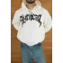 Beyaz Synical Kapşonlu Unisex Oversize Sweat