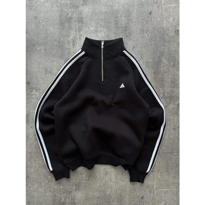 Siyah ADD Fermuar Yaka Unisex Oversize Sweat