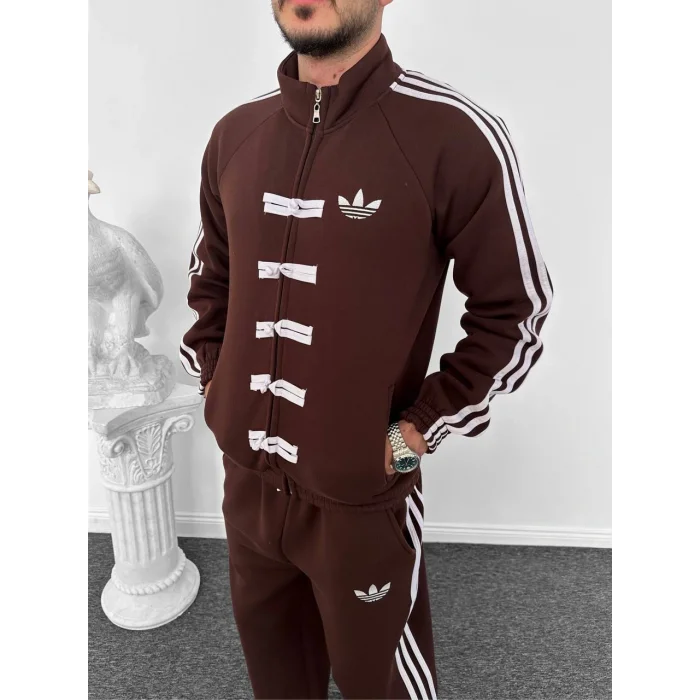 Kahve ADD Düğme Bağcıklı Oversize Eşofman Takımı