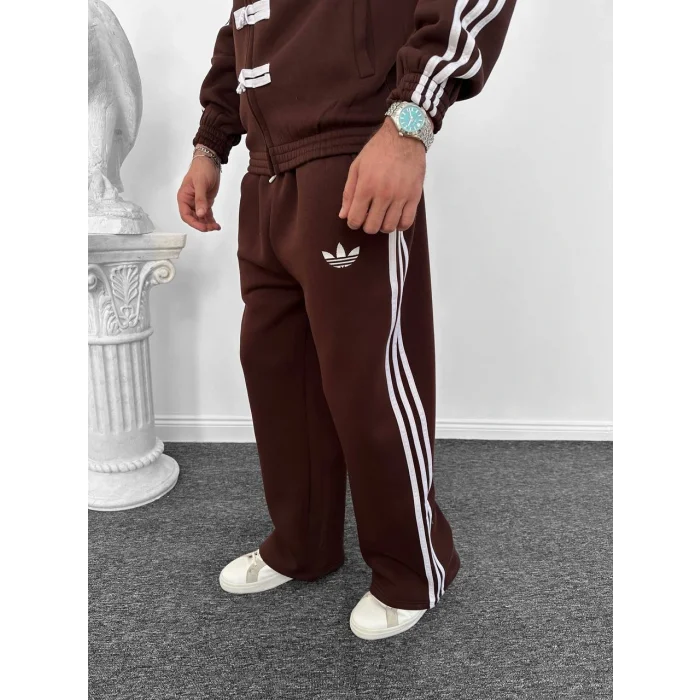 Kahve ADD Düğme Bağcıklı Oversize Eşofman Takımı