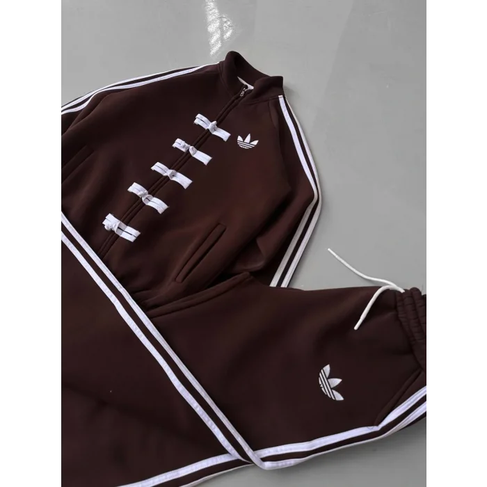 Kahve ADD Düğme Bağcıklı Oversize Eşofman Takımı