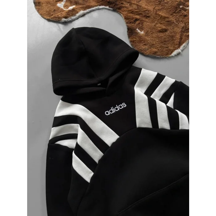 Siyah ADD Omuz Şeritli Kapşonlu Unisex Oversize Sweat