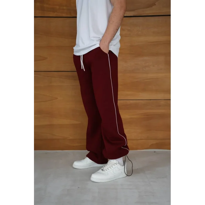 Bordo Basic Biyeli Unisex Oversize Eşofman