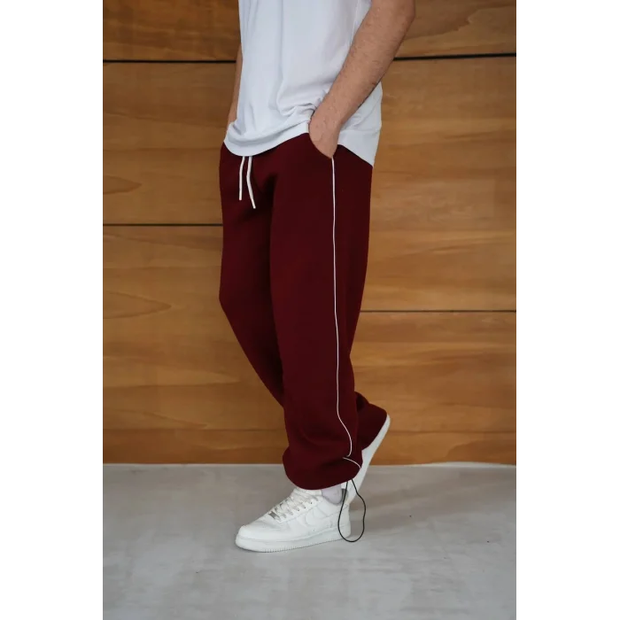 Bordo Basic Biyeli Unisex Oversize Eşofman