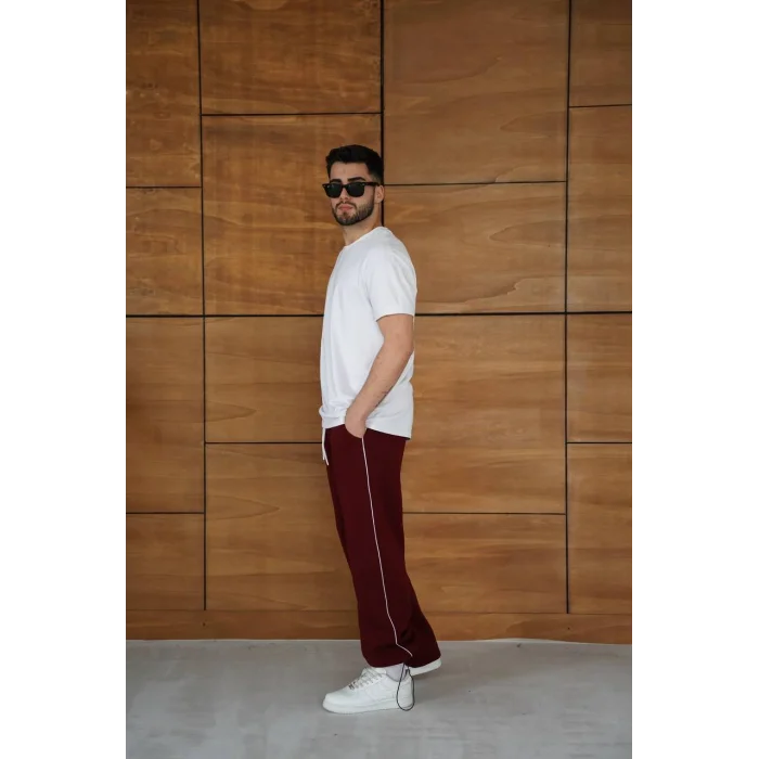 Bordo Basic Biyeli Unisex Oversize Eşofman