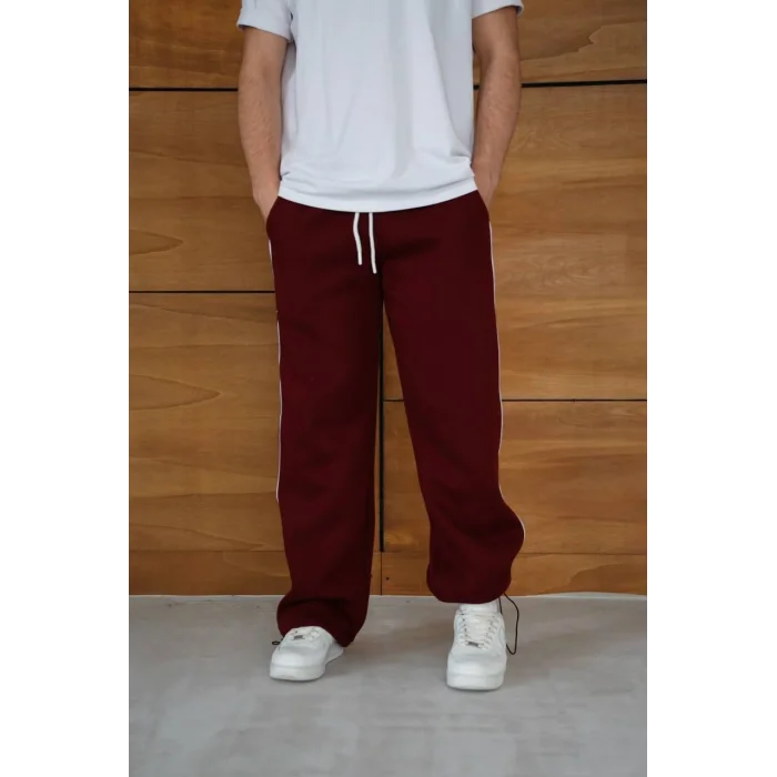 Bordo Basic Biyeli Unisex Oversize Eşofman