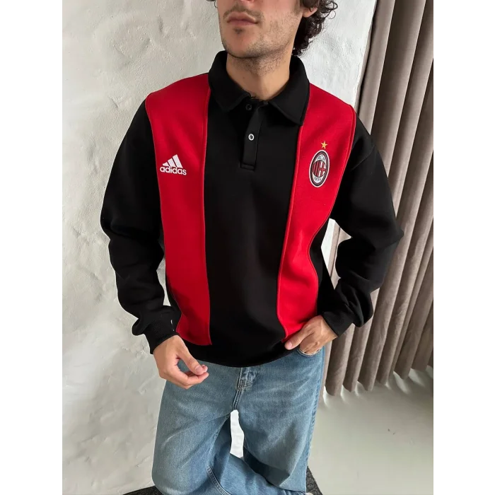 Siyah FCB Polo Yaka Unisex Oversize Sweat