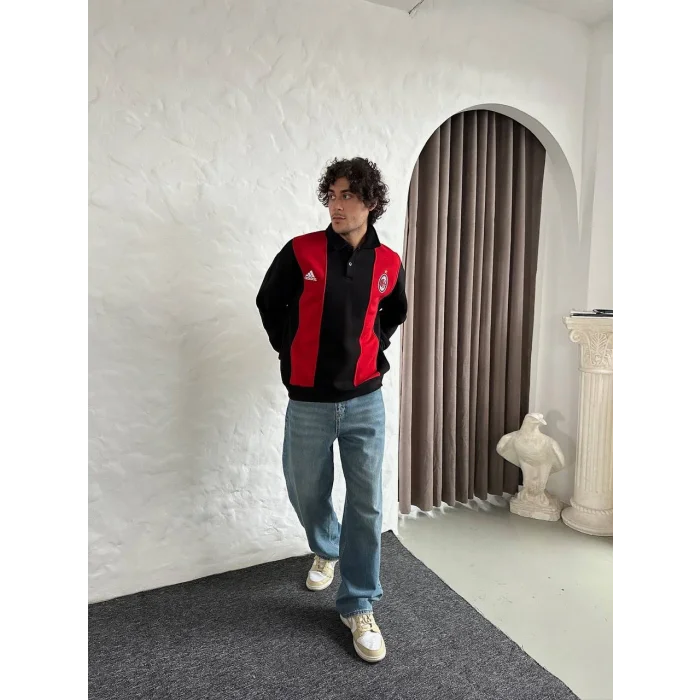 Siyah FCB Polo Yaka Unisex Oversize Sweat