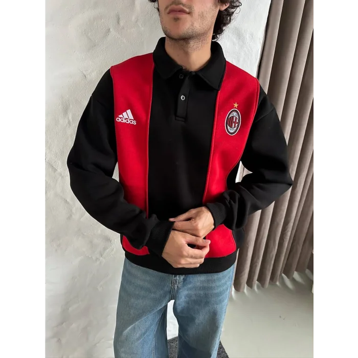 Siyah FCB Polo Yaka Unisex Oversize Sweat