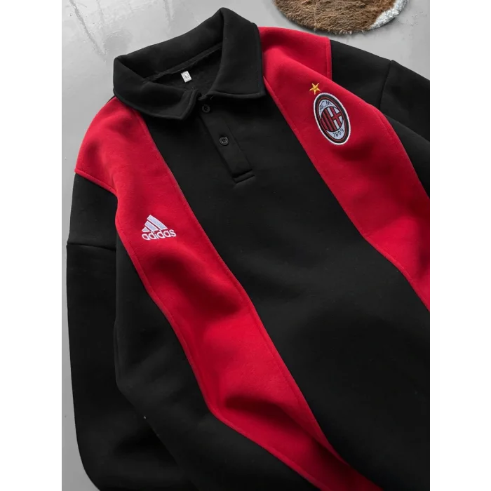 Siyah FCB Polo Yaka Unisex Oversize Sweat