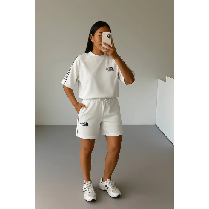 Beyaz NF Oversize Unisex Şortlu Takım