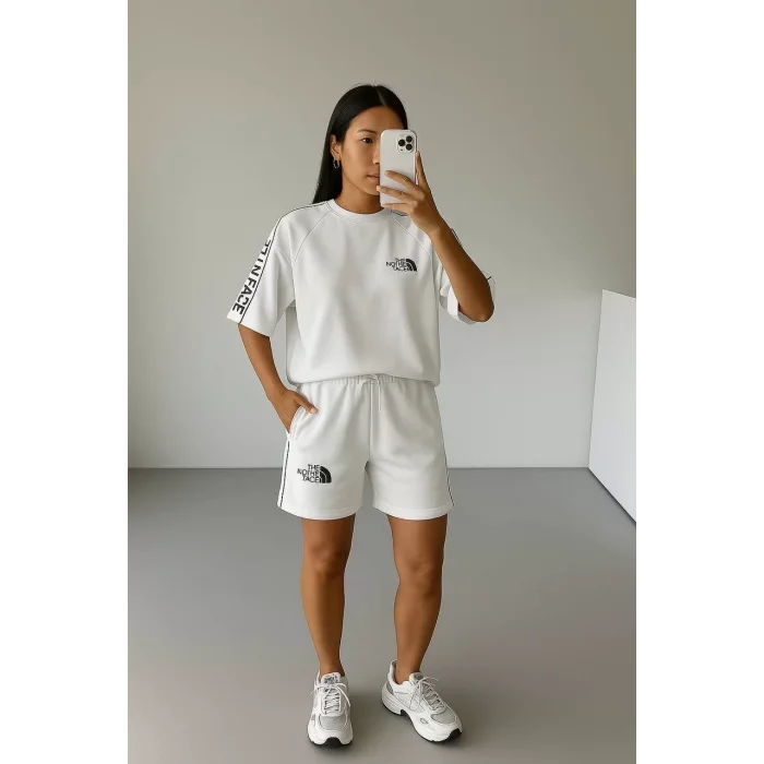 Beyaz NF Oversize Unisex Şortlu Takım