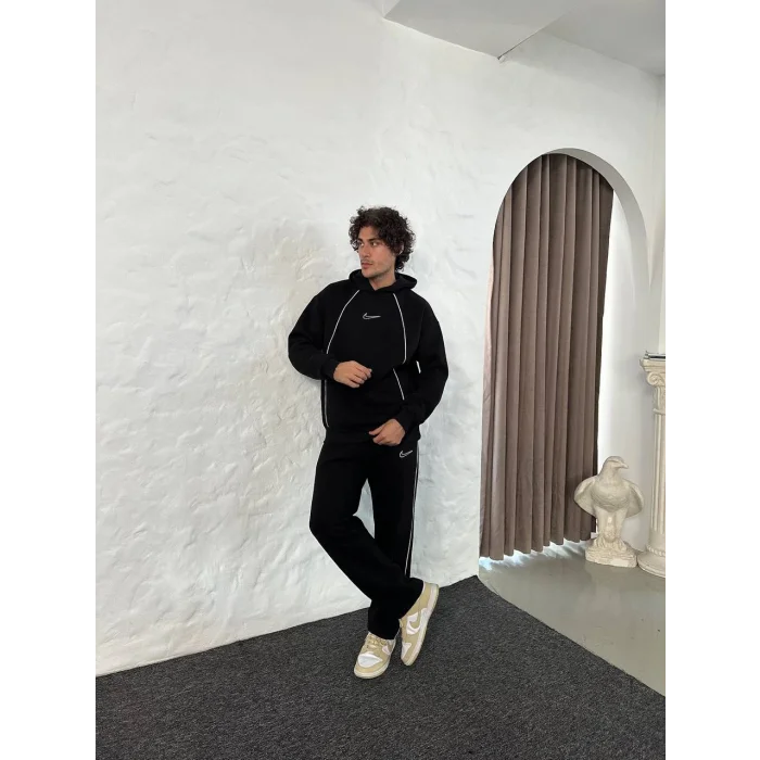 Siyah NK Biyeli Oversize Eşofman Takımı