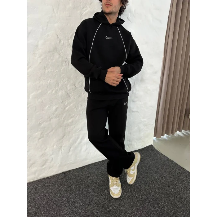 Siyah NK Biyeli Oversize Eşofman Takımı